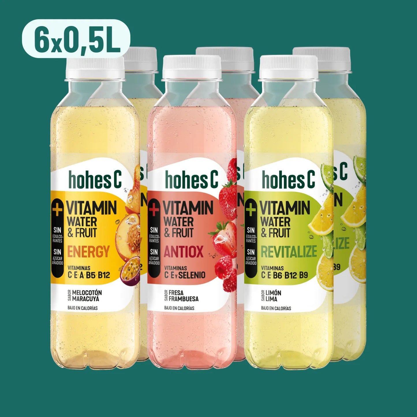 hohes C Pack de 3 sabores - Vitamin Water  - Pack de 6 (6x0,5L)