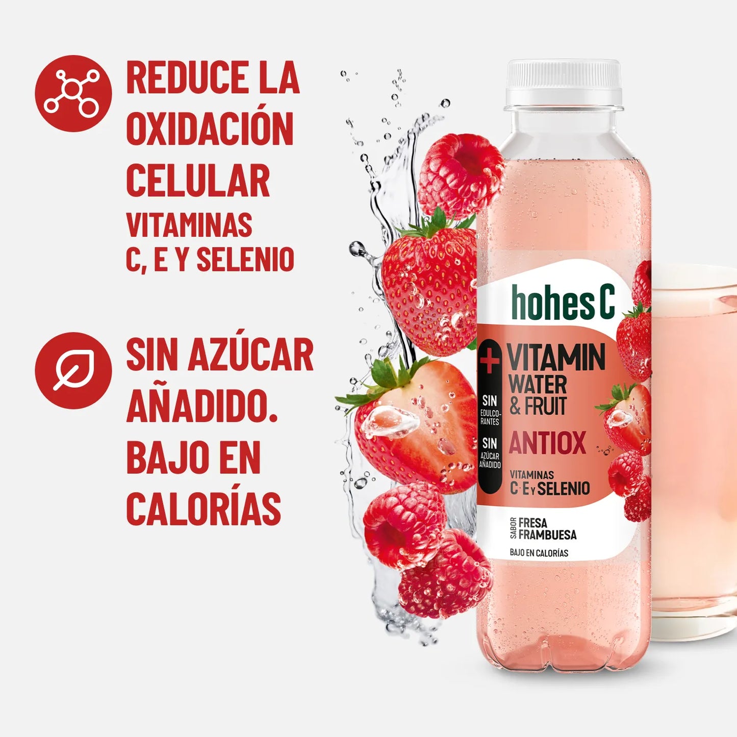 hohes C Vitamin Water Antiox - Fresa y Frambuesa - Pack de 6 (6x0,5L)