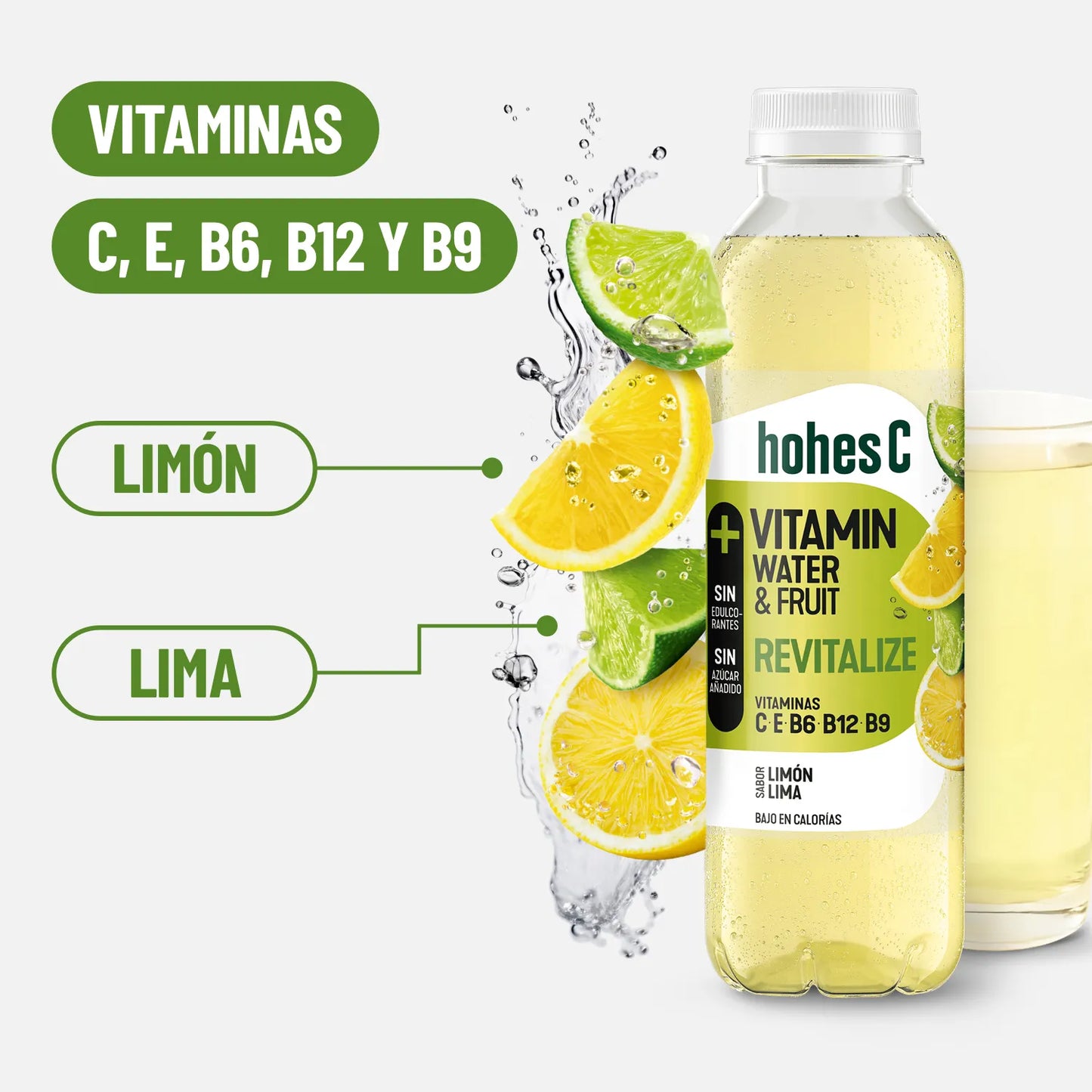 hohes C Vitamin Water Revitalize - Limón y Lima - Pack de 6 (6x0,5L)