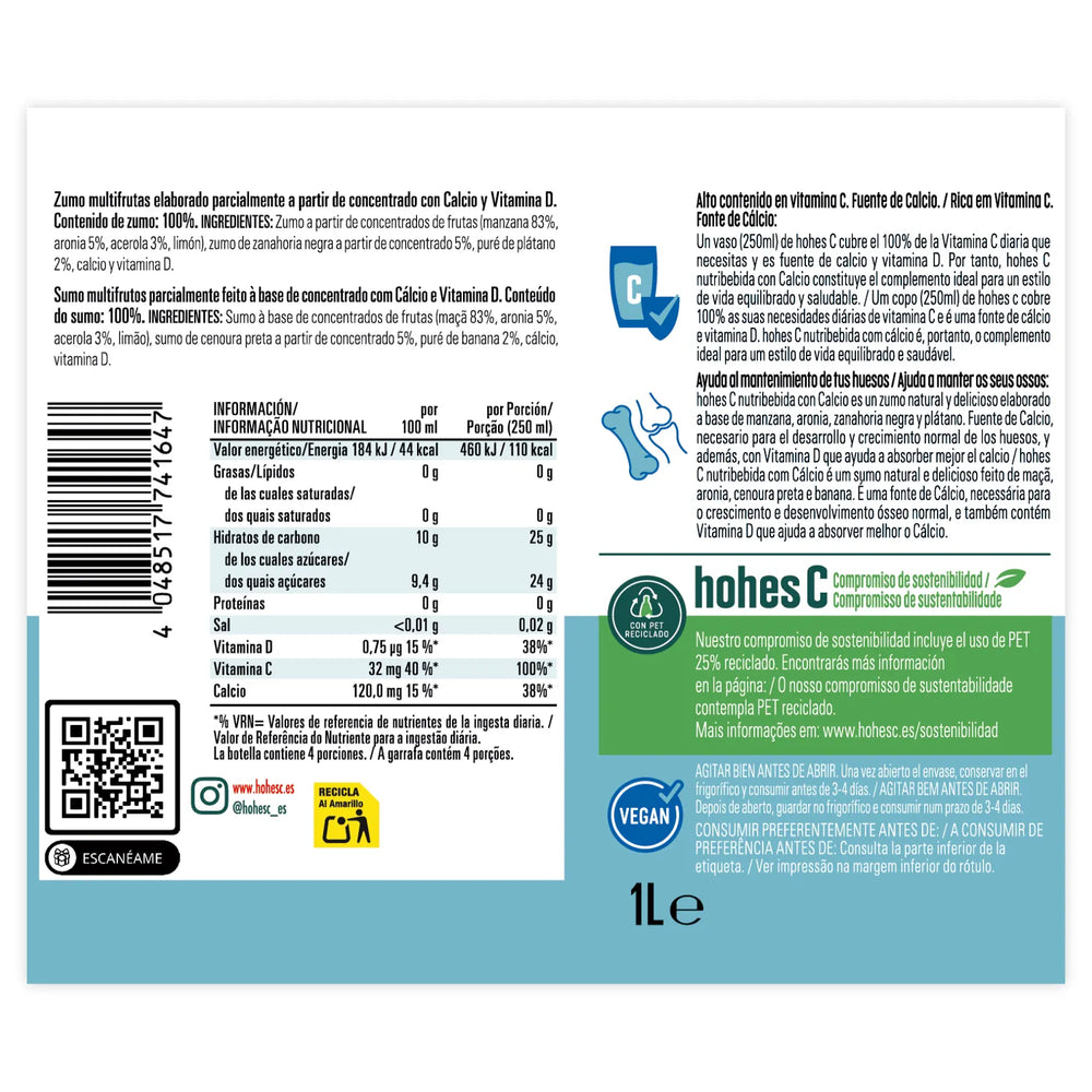 
                  
                    hohes C Nutribebida con Calcio - Pack de 6 (6x1L)
                  
                