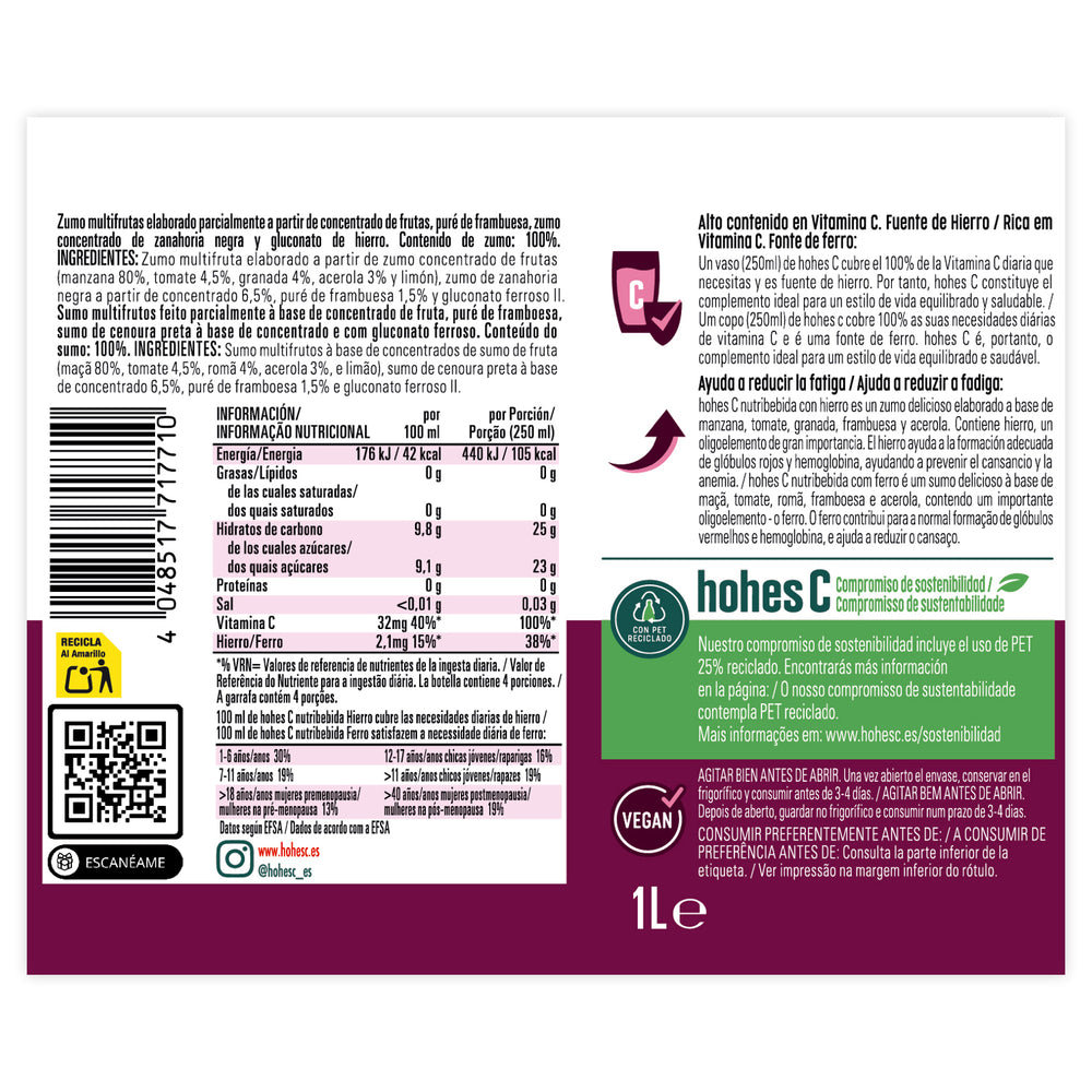 
                  
                    hohes C Pack 3 Sabores: Antiox, Calcio y Hierro - Pack de 6 (6x1L)
                  
                