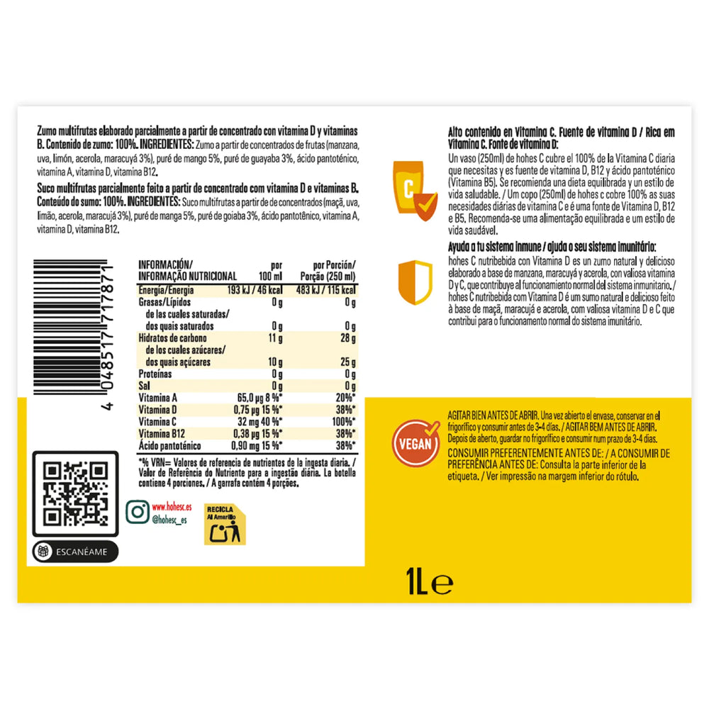 
                  
                    hohes C Pack 3 Sabores: Hierro, Vitamina D y Magnesio - Pack de 6 (6x1L)
                  
                