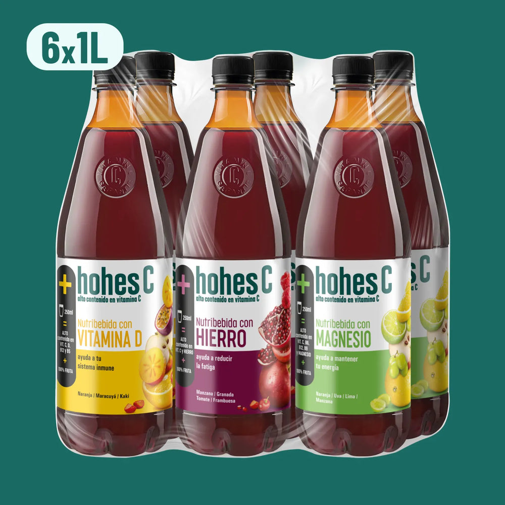 
                  
                    hohes C Pack 3 Sabores: Hierro, Vitamina D y Magnesio - Pack de 6 (6x1L)
                  
                