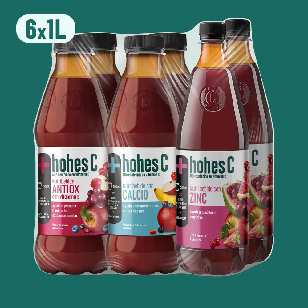 hohes C Pack 3 Sabores: Antiox, Zinc y Calcio - Pack de 6 (6x1L)