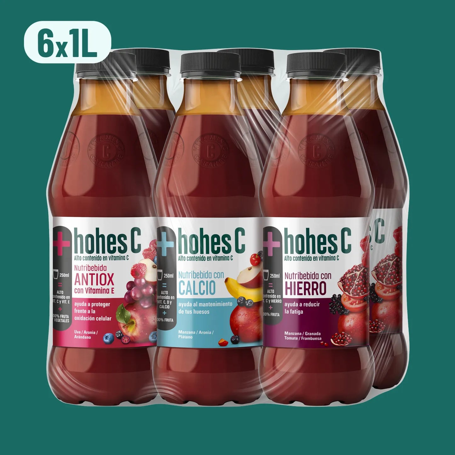 hohes C Pack 3 Sabores: Antiox, Calcio y Hierro - Pack de 6 (6x1L)