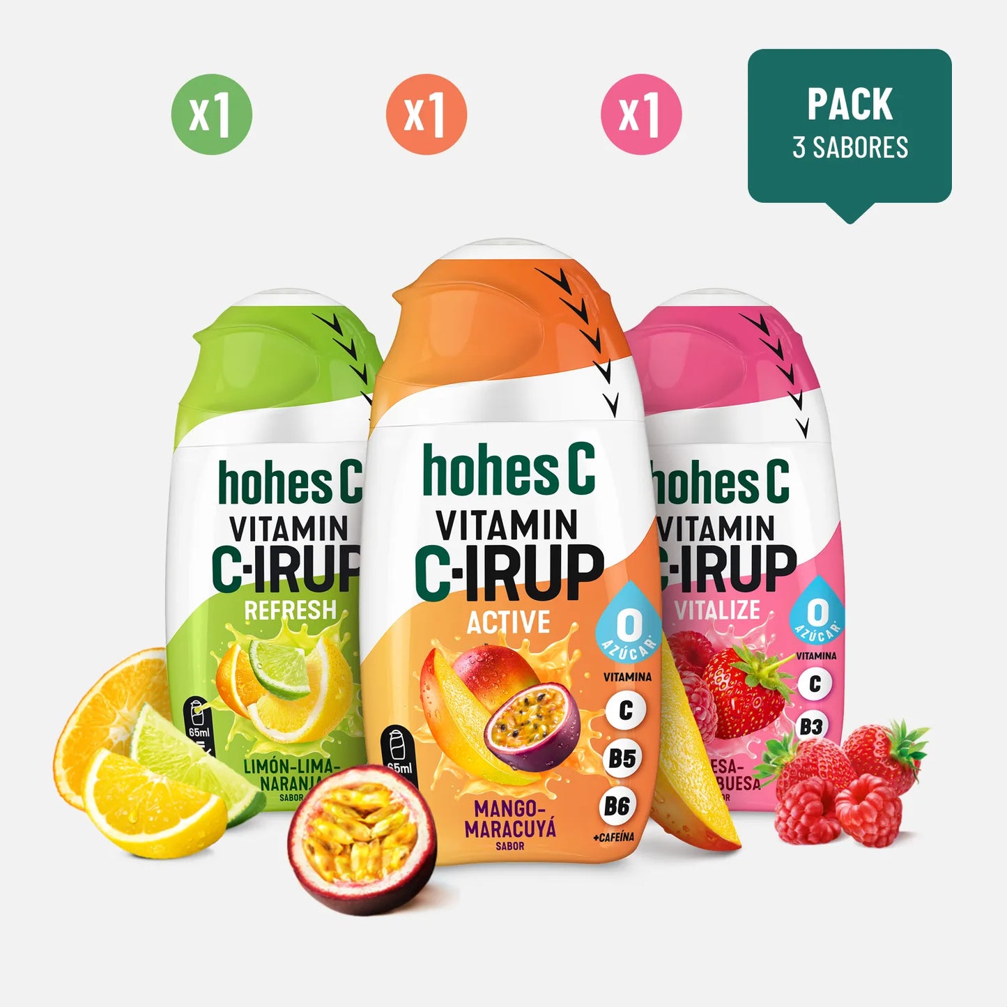 hohes C Pack de 3 sabores - Vitamin C-IRUP - Pack 3 (3x65ml)