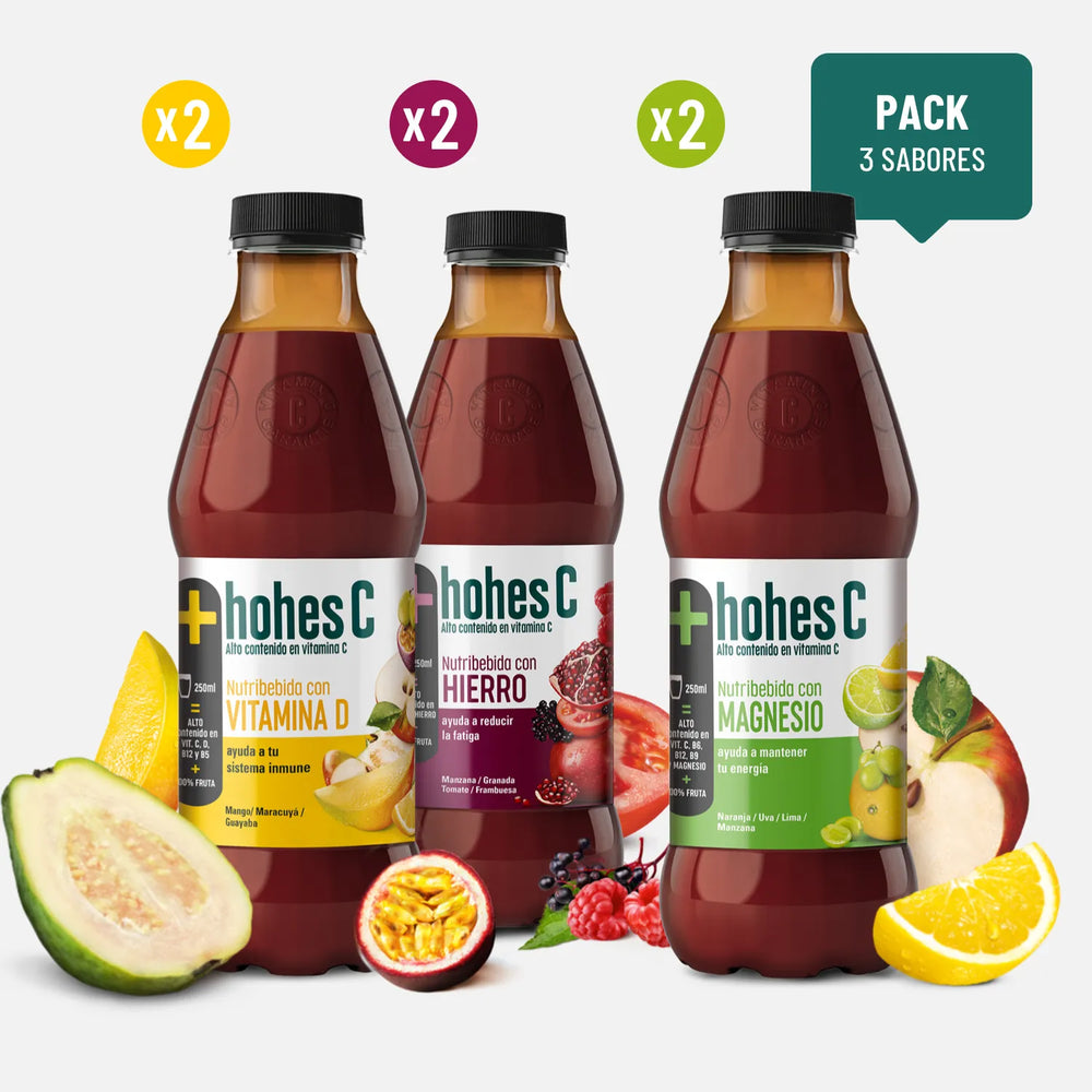 hohes C Pack 3 Sabores: Hierro, Vitamina D y Magnesio - Pack de 6 (6x1L)