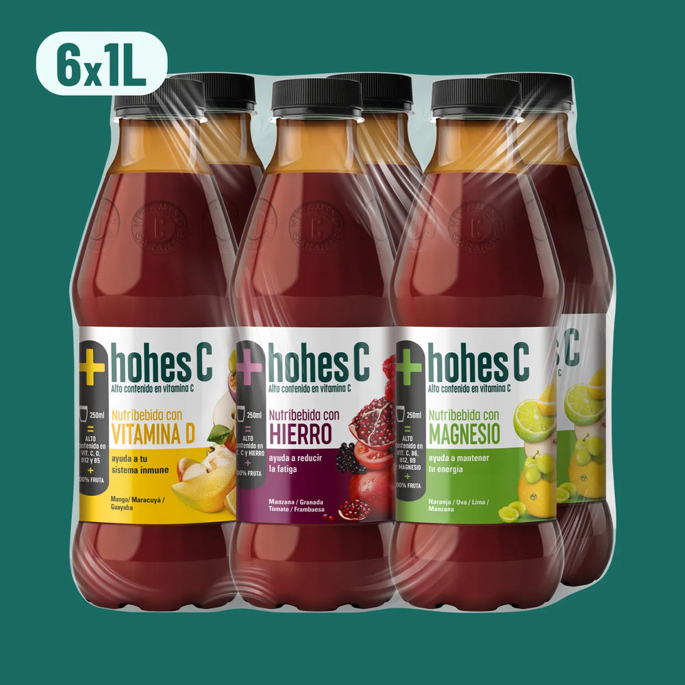 hohes C Pack 3 Sabores: Hierro, Vitamina D y Magnesio - Pack de 6 (6x1L)
