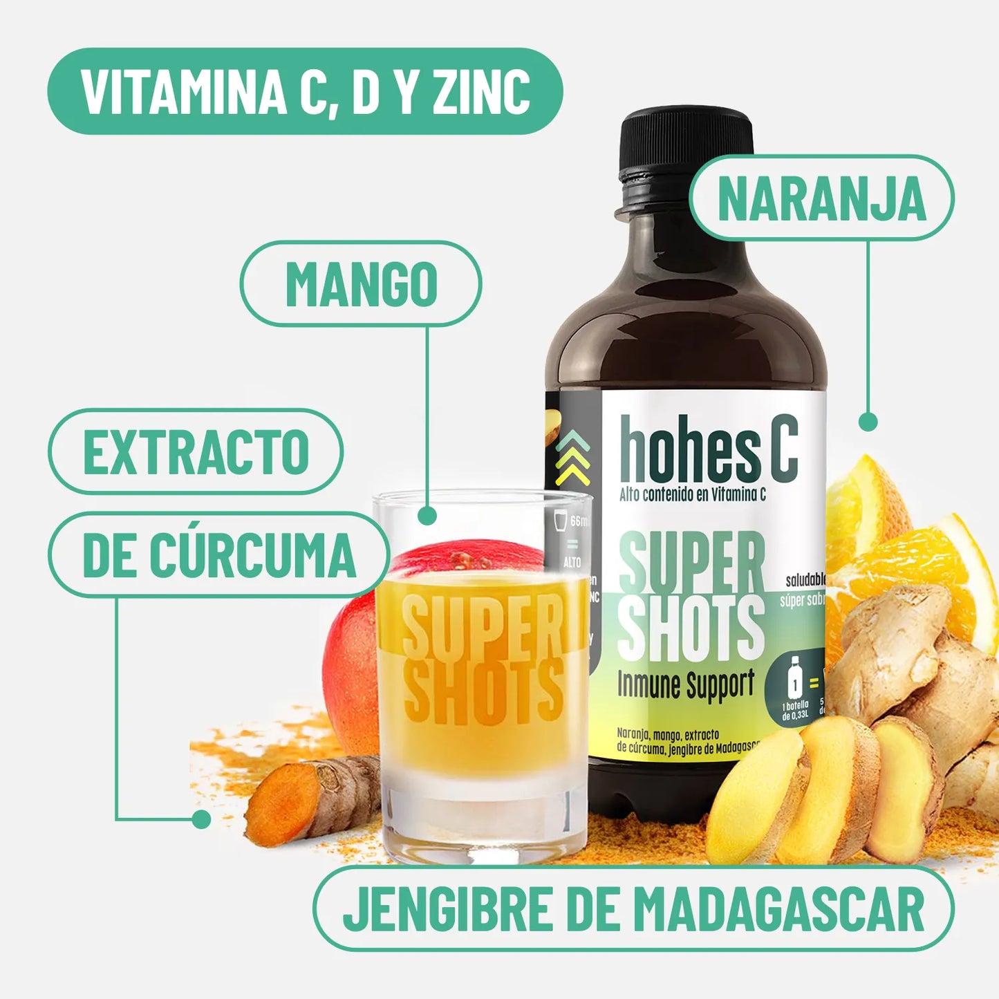hohes C Super Shots Inmune - Pack de 3 (3x0,33 L)