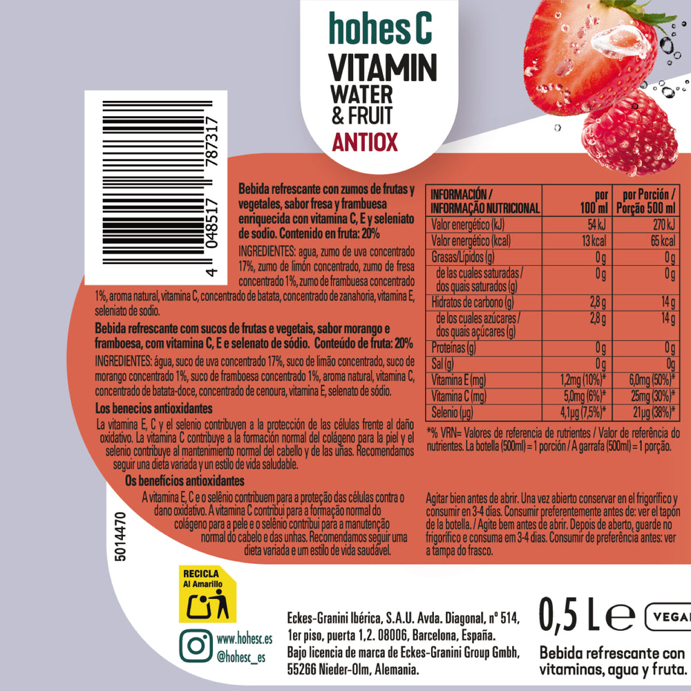 
                  
                    hohes C Pack de 3 sabores - Vitamin Water  - Pack de 6 (6x0,5L)
                  
                