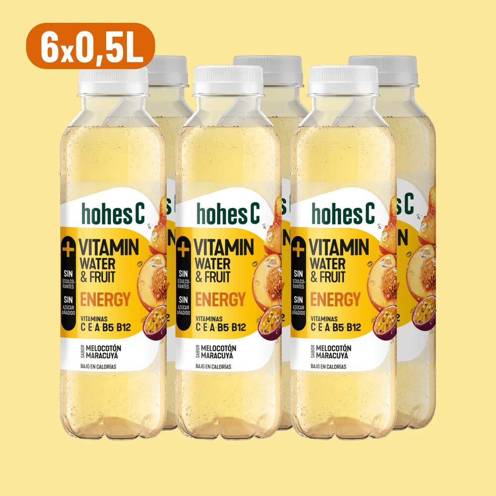 
                  
                    hohes C Vitamin Water Energy - Melocotón y Maracuyá - Pack de 6 (6x0,5L)
                  
                