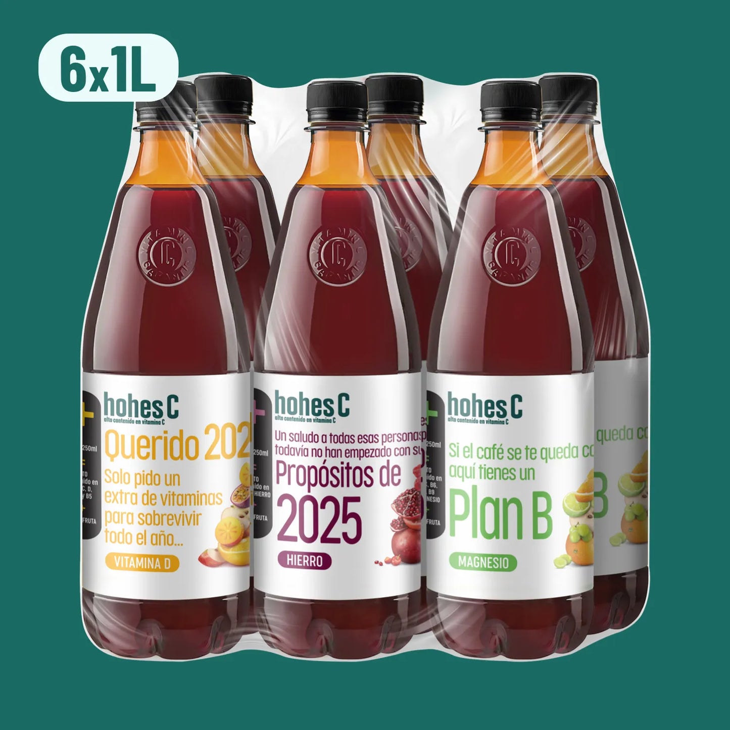hohes C Pack 3 Sabores: Hierro, Vitamina D y Magnesio - Pack de 6 (6x1L)